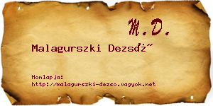 Malagurszki Dezső névjegykártya